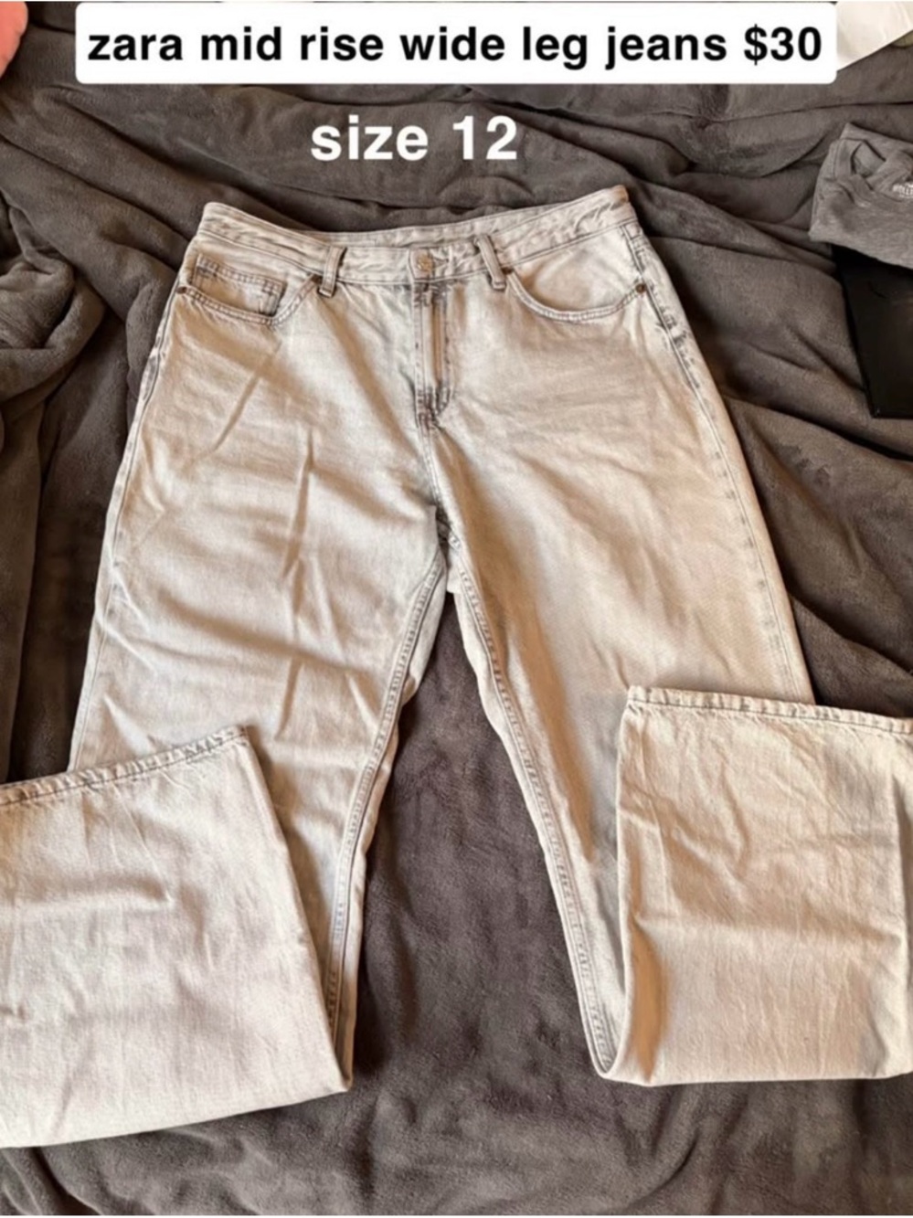 zara mid rise wide leg jeans size 12